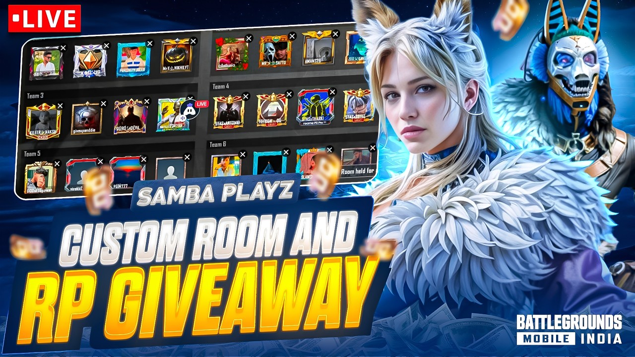 BGMI LIVE 🔴 Custom Rooms + RP Giveaway 💎 | Rank Push to Conqueror | Join Fast ⚡