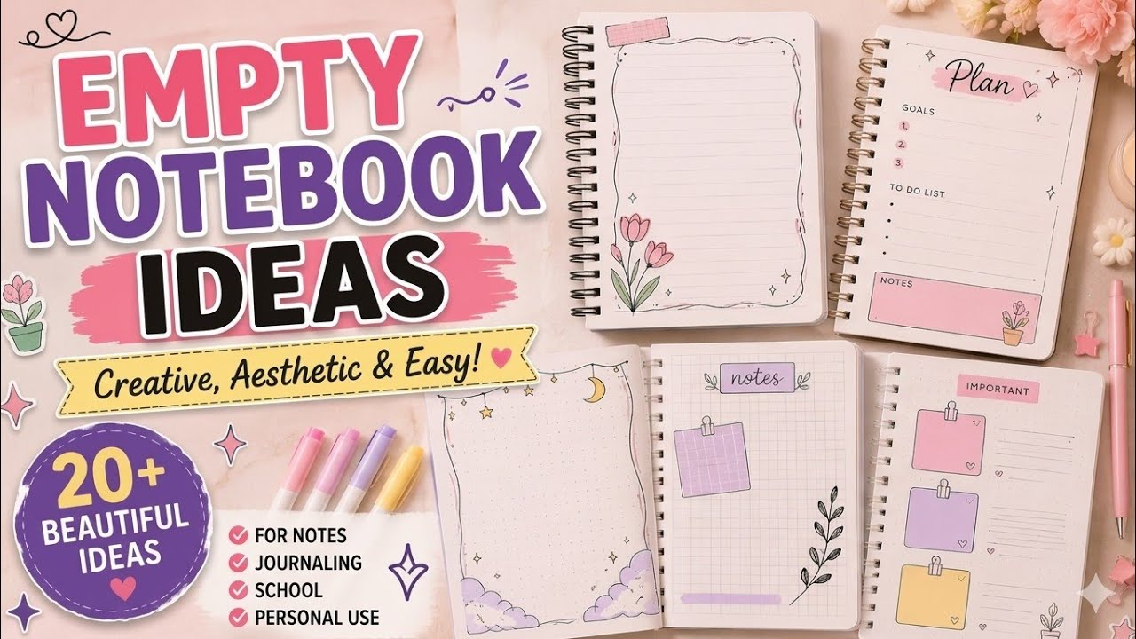 Empty Notebook Ideas | Aesthetic Journal Pages & Creative Notes🖊️🌸📓