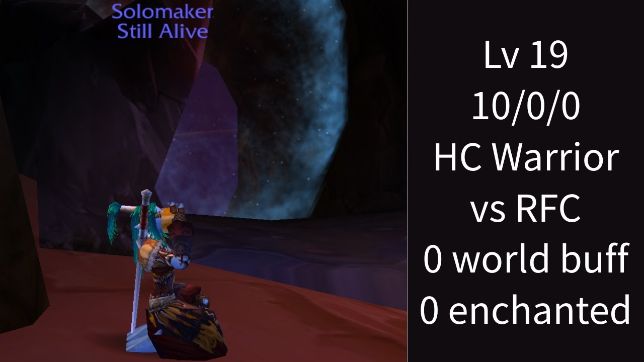 Turtle WoW - lv19 HC Warrior solo RFC. (NO Ench/World Buffs)