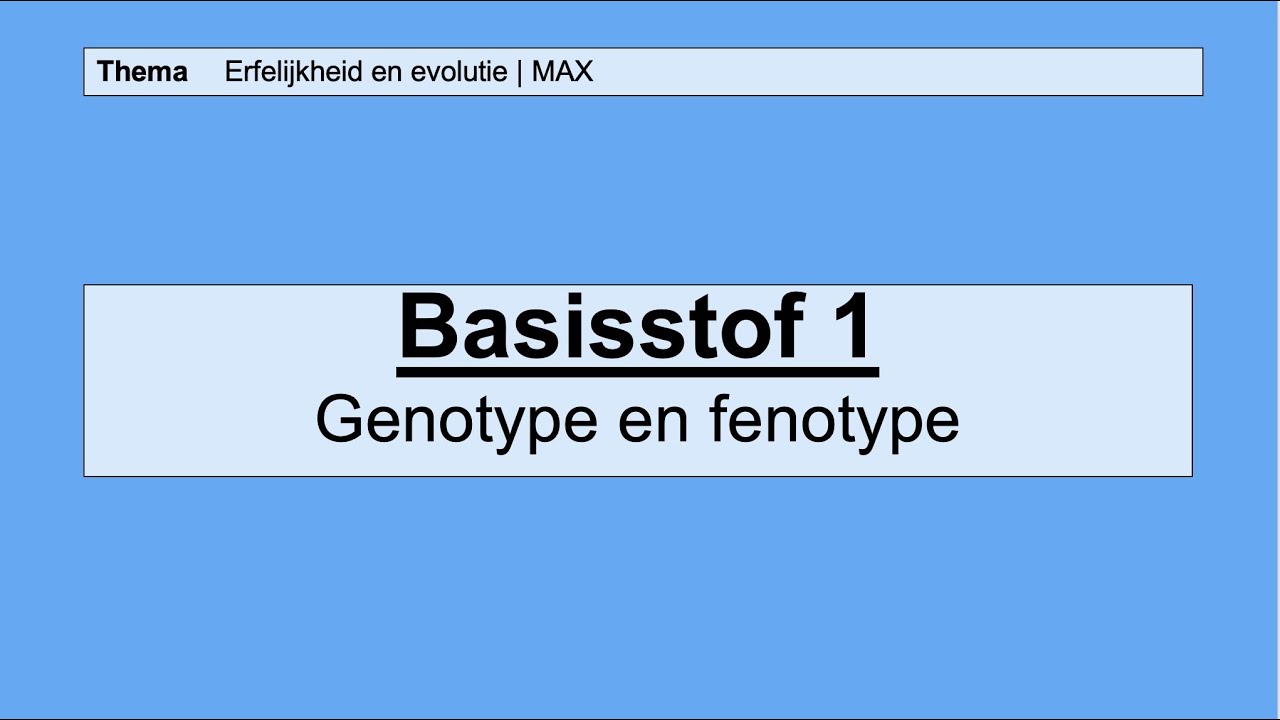 VMBO HAVO 2 | Erfelijkheid en evolutie | Basisstof 1 Genotype en fenotype | MAX