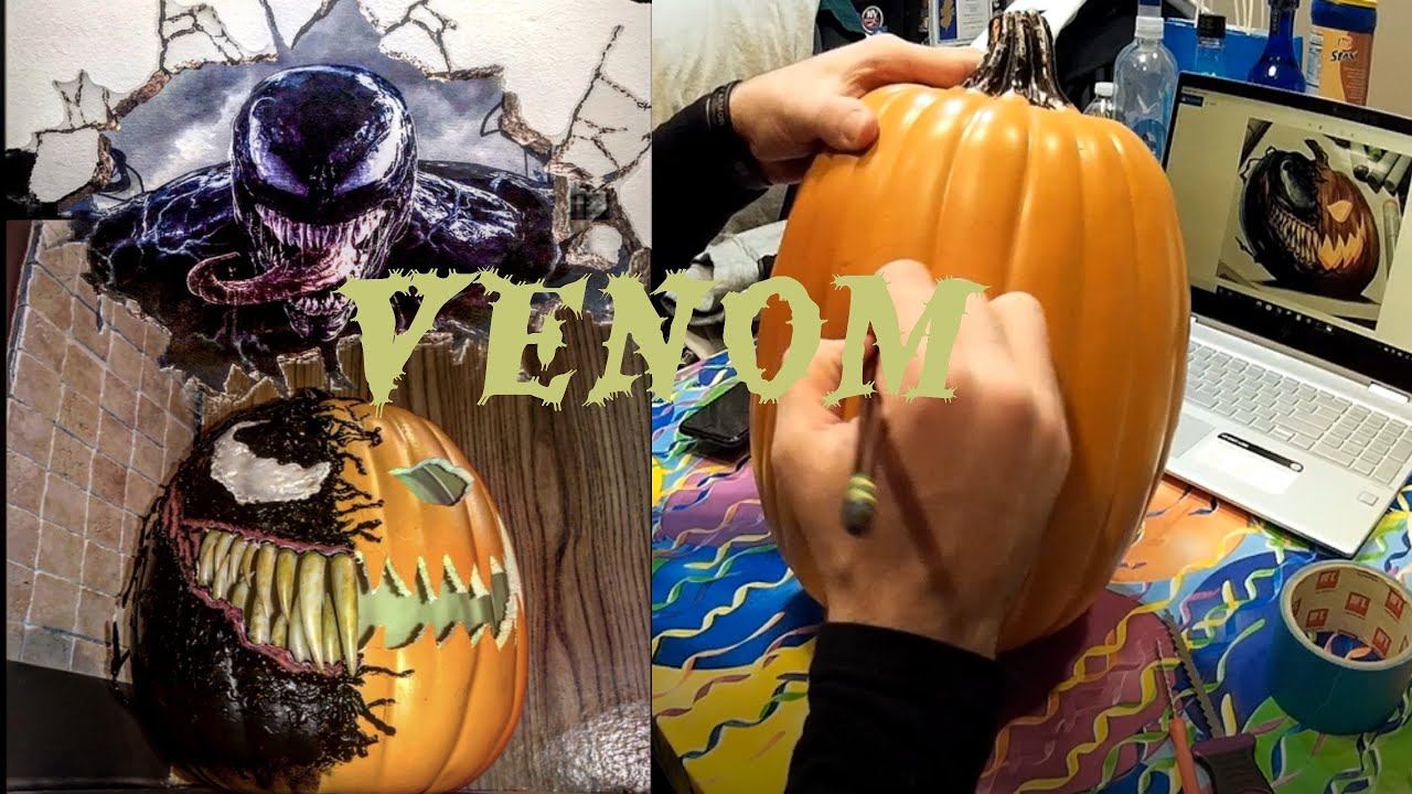 Making Venom Pumpkin! DIY Creation