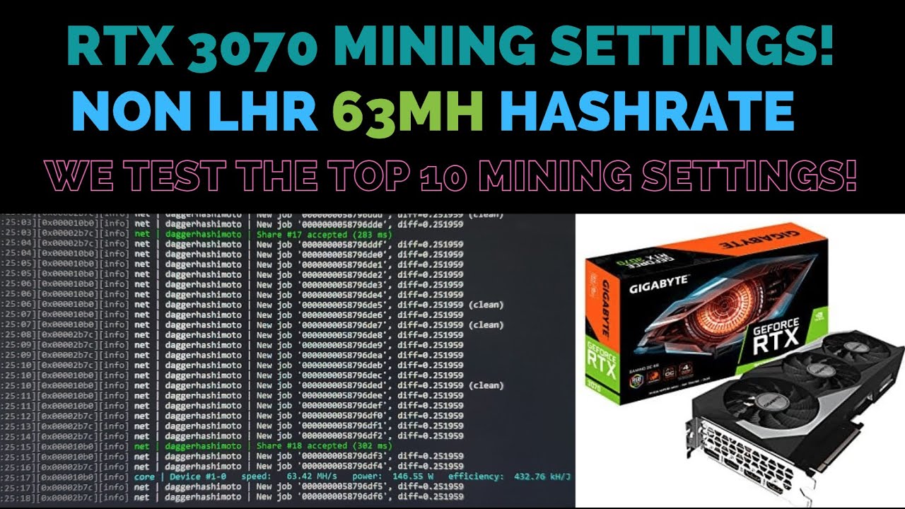 RTX 3070 (NON LHR) - Best Mining Settings Tested! 63MH!
