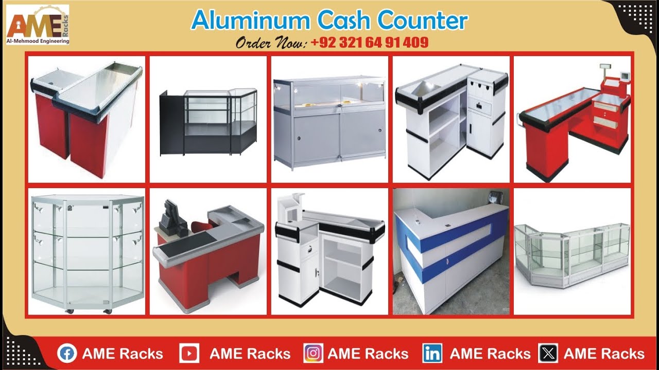 Aluminium Glass Counters | AME Racks in Gujranwala | Modern Glass & Aluminium Counters