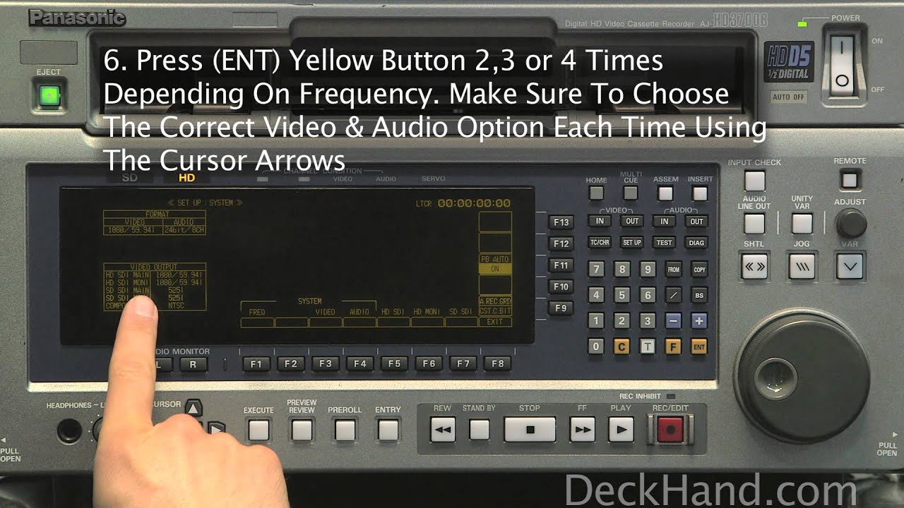 How to change System Frequency on a Panasonic AJ-HD3700B (D-5)