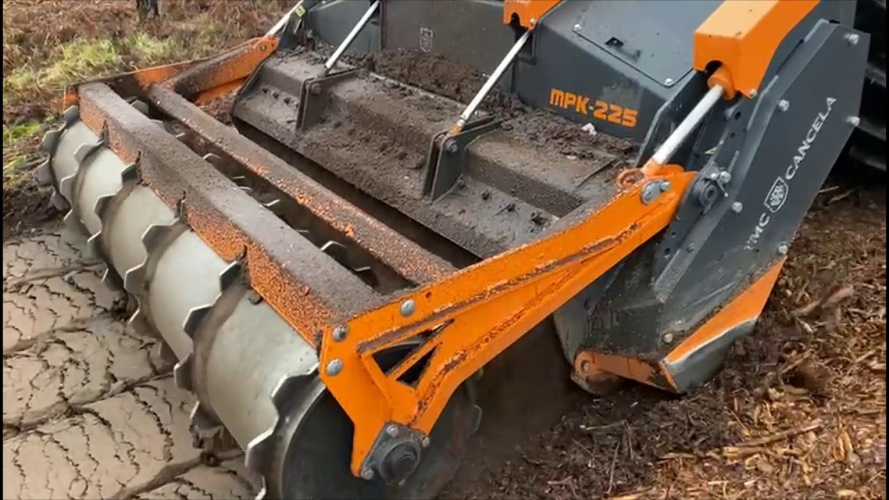 Forestry tiller for stumps, stones and mulch.