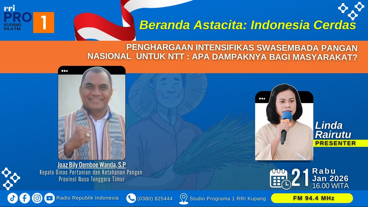 [LIVE] BERANDA ASTACITA | PENGHARGAAN INTENSIFIKASI SWASEMBADA PANGAN NASIONAL NTT | RRI KUPANG