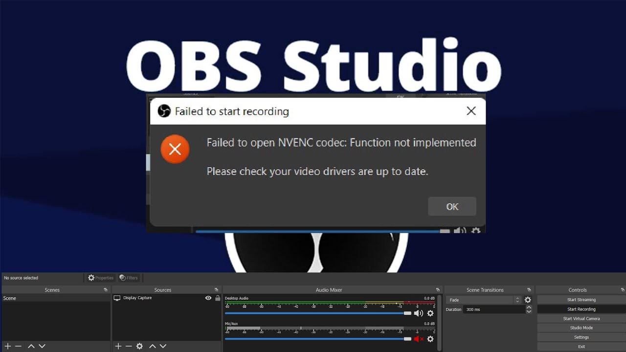 OBS Studio NVENC Codec Error FIX Guide