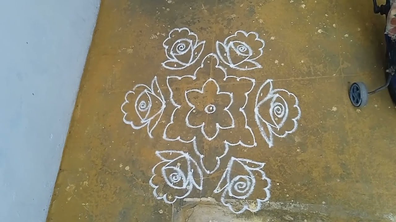 🌺Maha shivarathri 🌺 special kolam 🌺simple rose kolam 🌺 11*6 🌺
