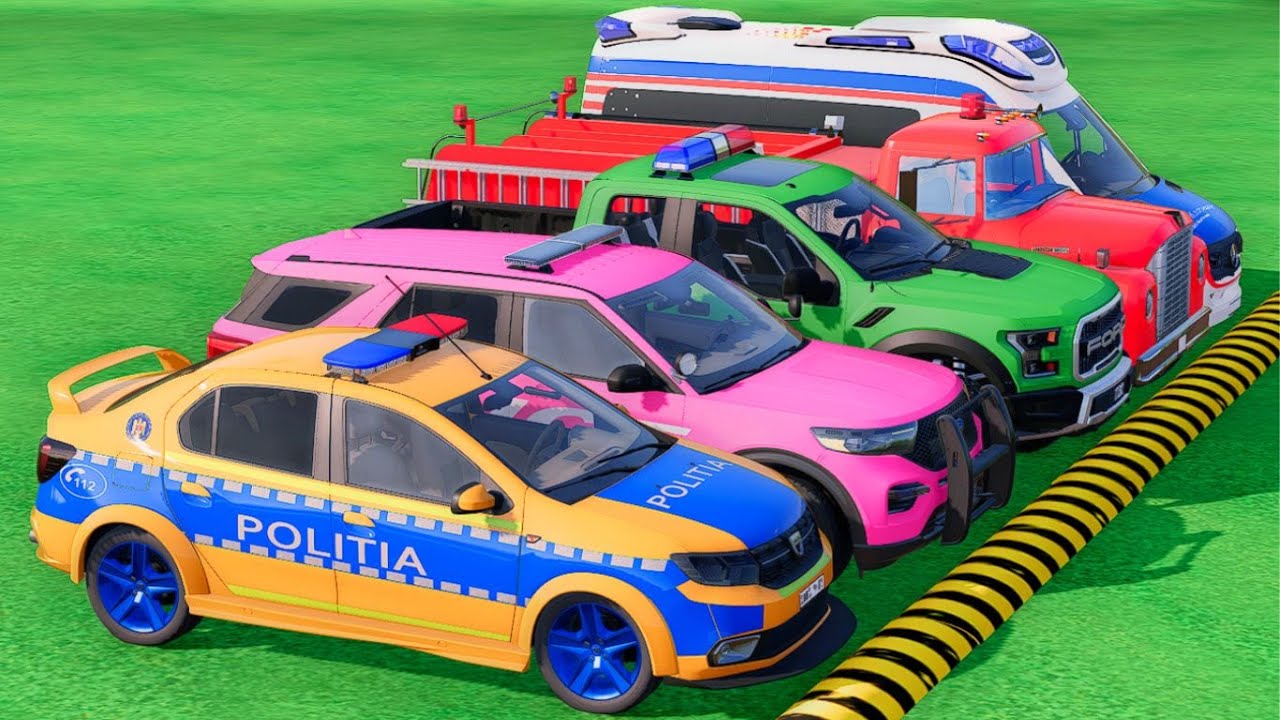 TRANSPORTING DACIA POLICE CARS, FIRE DEPARTMENT, AMBULANCE VEHICLES WITH TRUCKS ! FS 22 #29