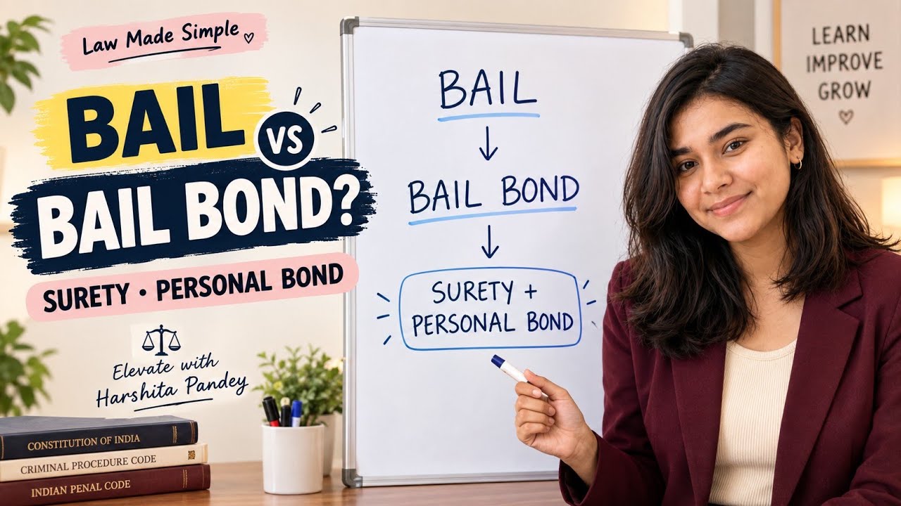 Bail, Bail Bond, Surety & Personal Bond Explained | Difference in Simple English | Law Students