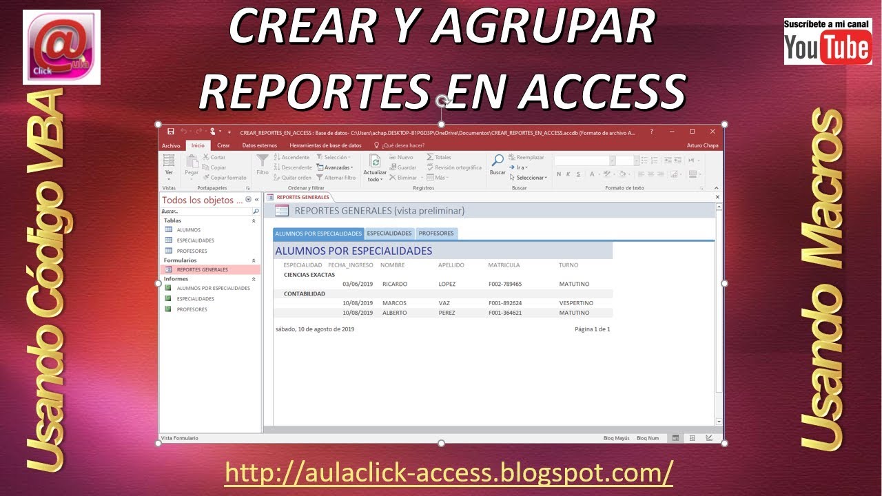 CREAR Y AGRUPAR REPORTES EN ACCESS | MENU DE INFORMES