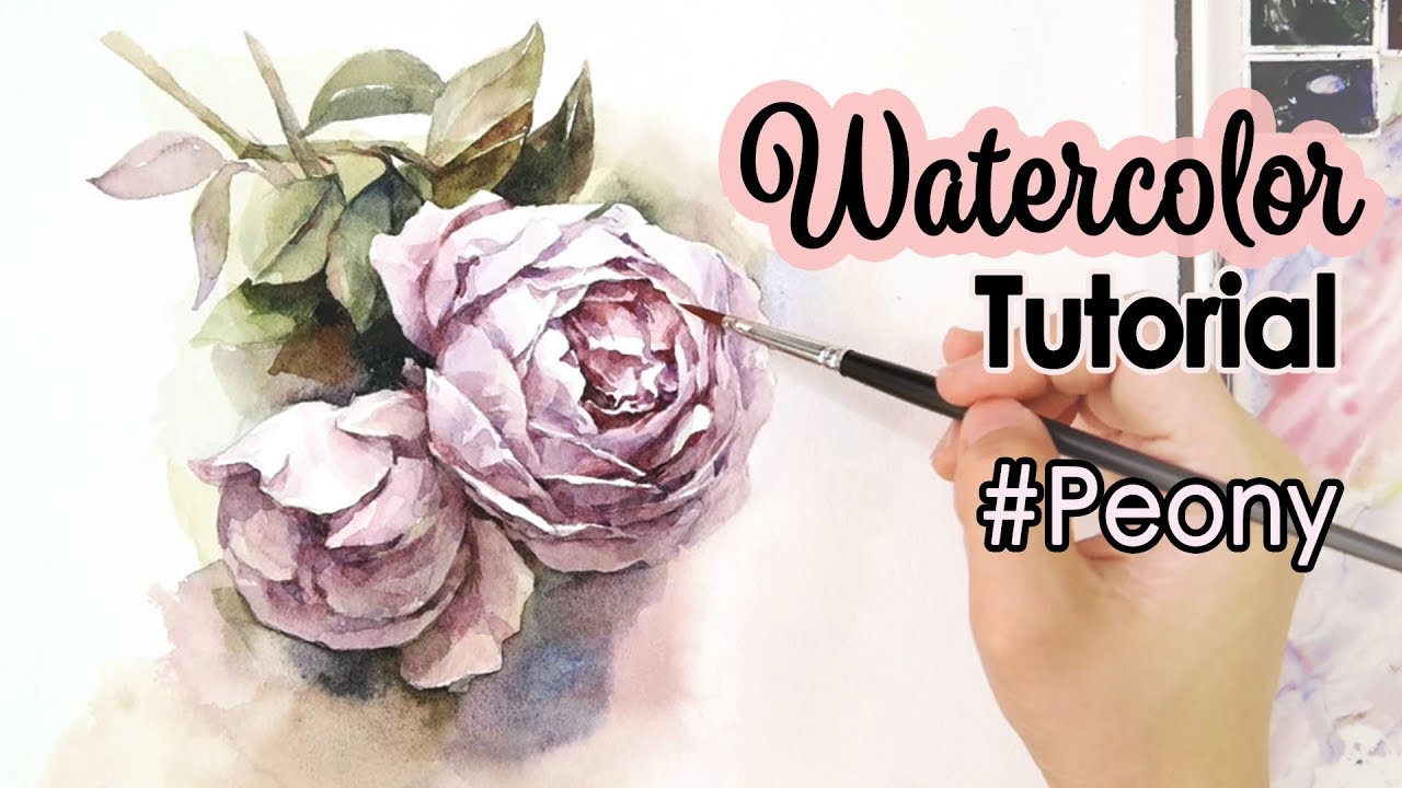 SUB) Watercolor Tutorial | How to Paint Peonies with Watercolor