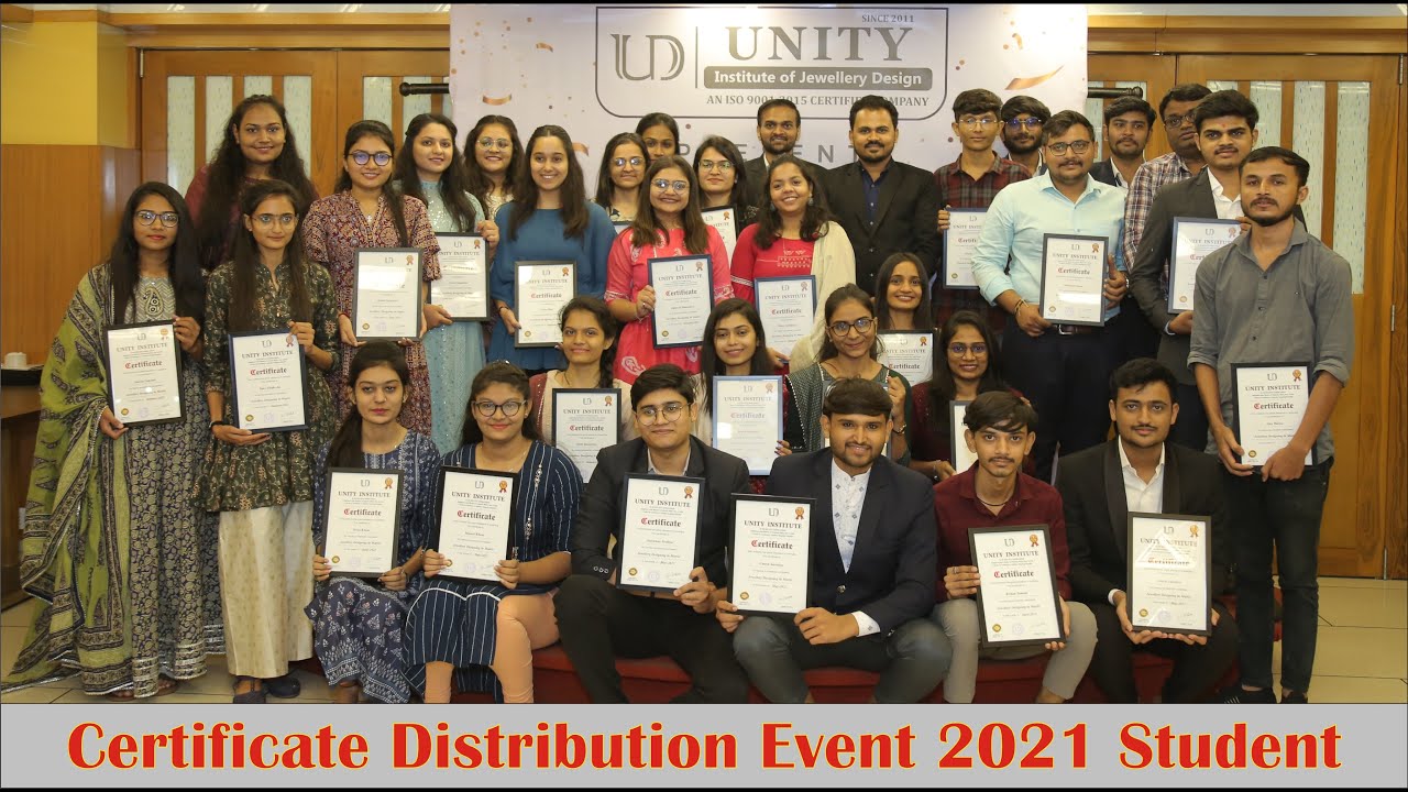 Certificate Distribution Ceremony Event 2021 Students Jewellery Design (Unity Institute Surat)