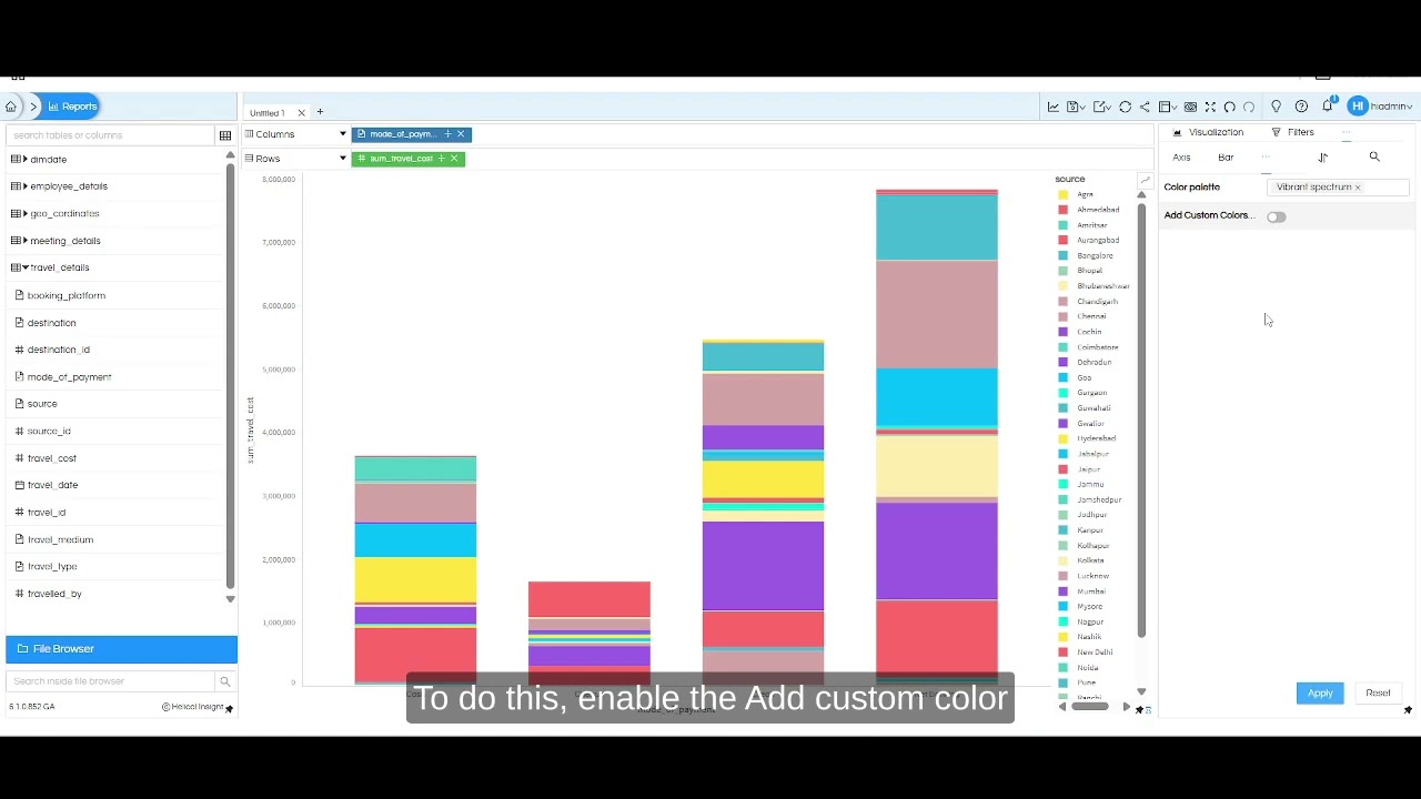 Color Palette: Use of Custom Color Theme for Charts in Open Source BI Helical Insight v 5.1 onwards