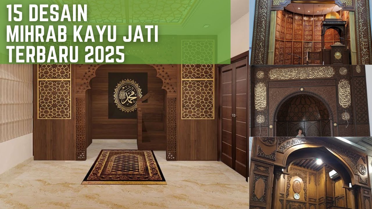 15 Desain Mihrab Terbaru Bahan Kayu Jati Ukiran Cantik Kekinian 2025