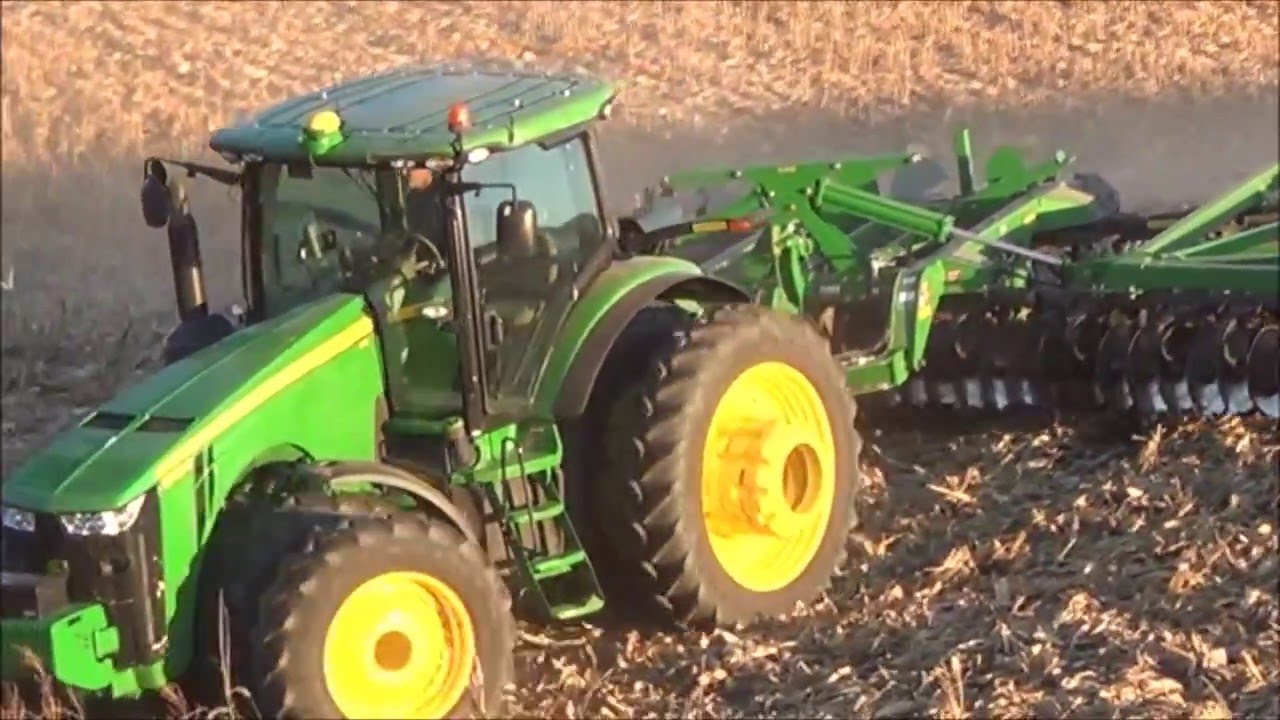 John Deere 8360 R Tractor in Action Disking!