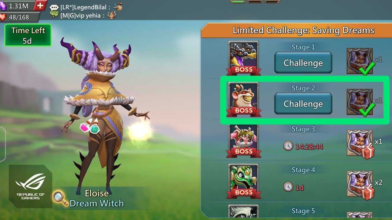 Limited Challenge: Saving Dreams Stage 2 Challenge - Lords Mobile | Hunger Pangs | Without Rose