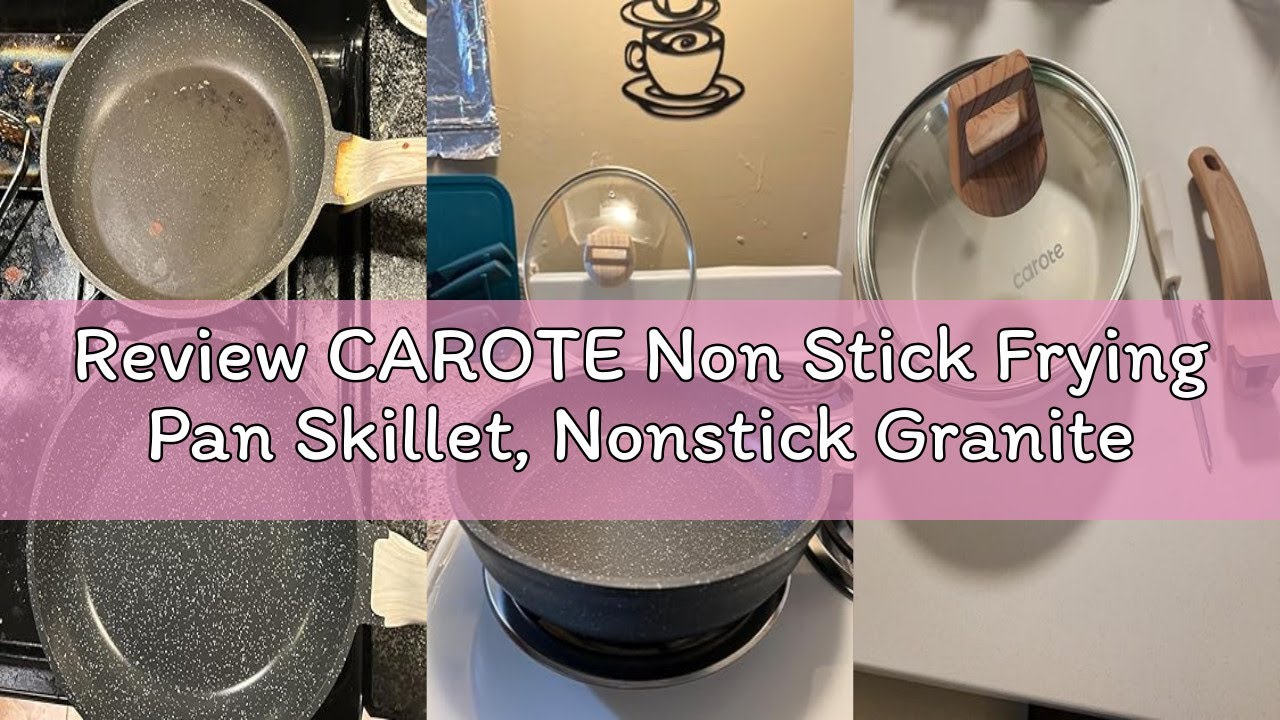 Review CAROTE Non Stick Frying Pan Skillet, Nonstick Granite Fry Pan with Glass Lid, Egg Pan Omelet