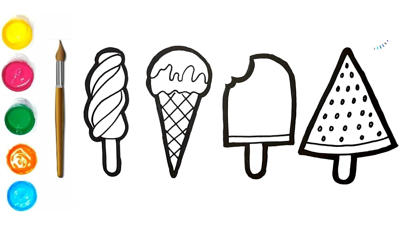 How to Draw 4 Colorful Ice Cream Sticks | Easy Popsicle Drawing for Kids