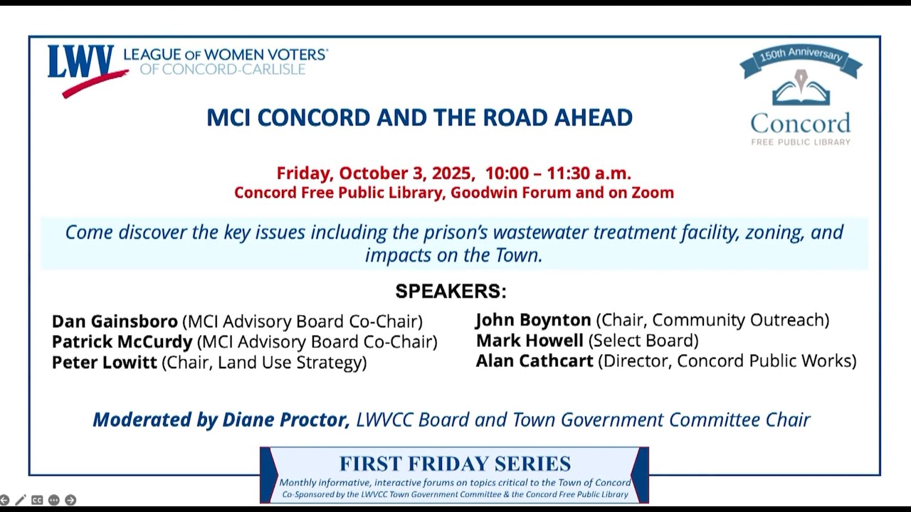 Concord League of Women Voters - MCI concord and the Road Ahead - October 3, 2025