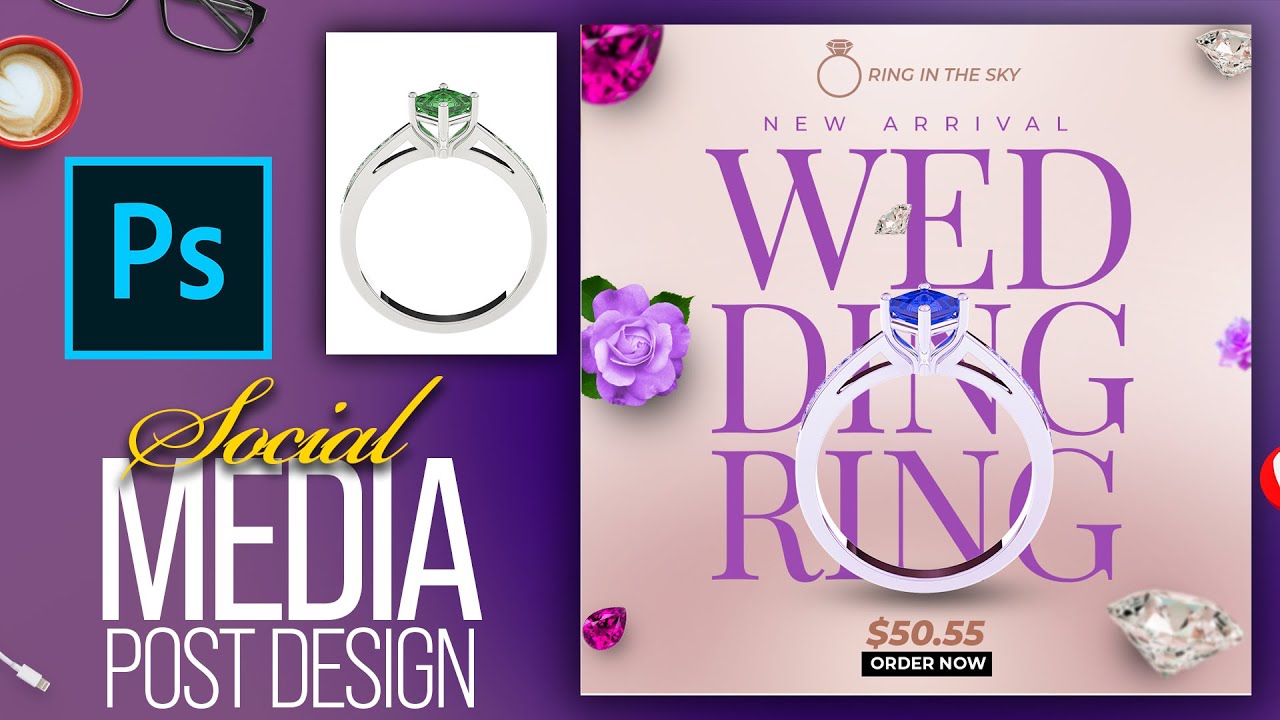 Wedding Ring Social Media Post design in Photoshop 2022