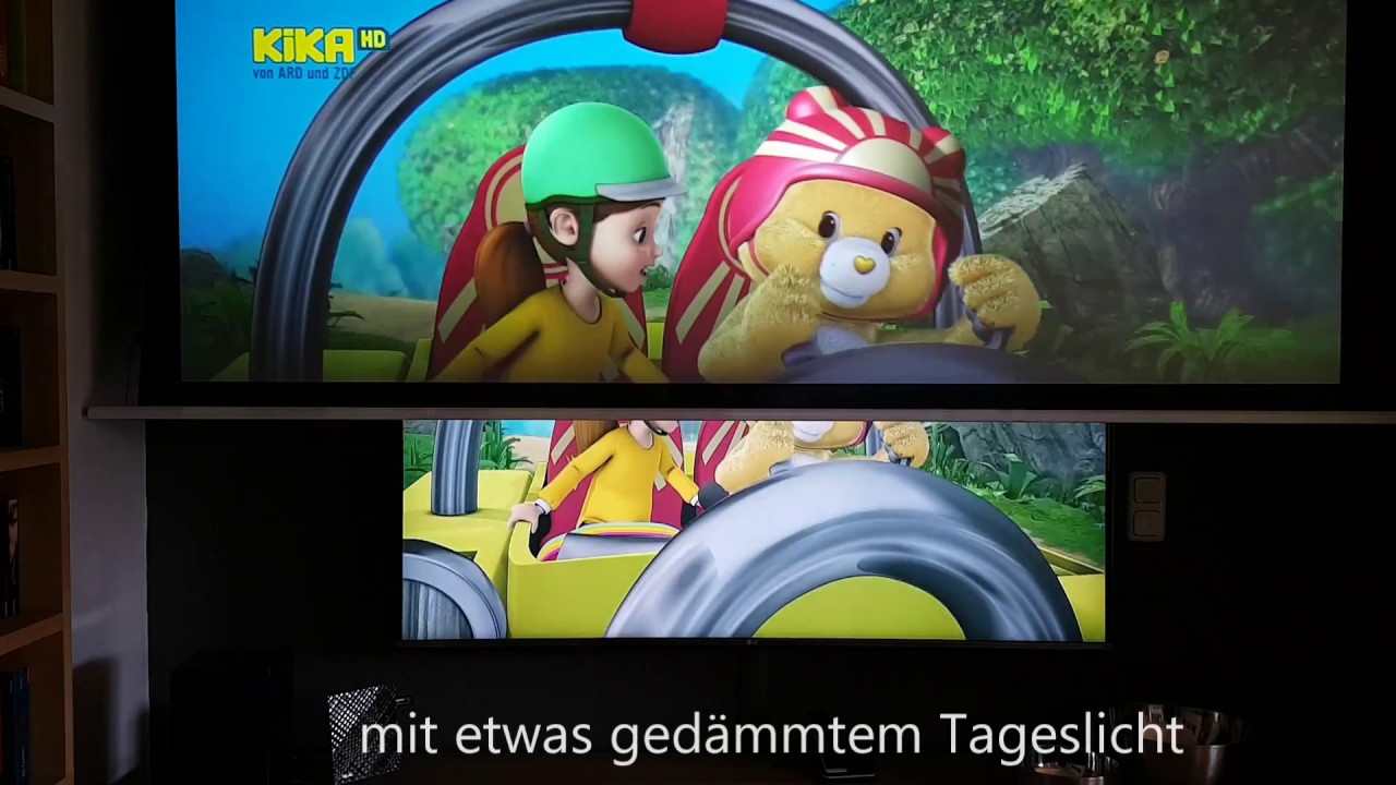 Esmart Mimoto vs Cinegrey 5D vs LG TV in meinem Wohnzimmerkino