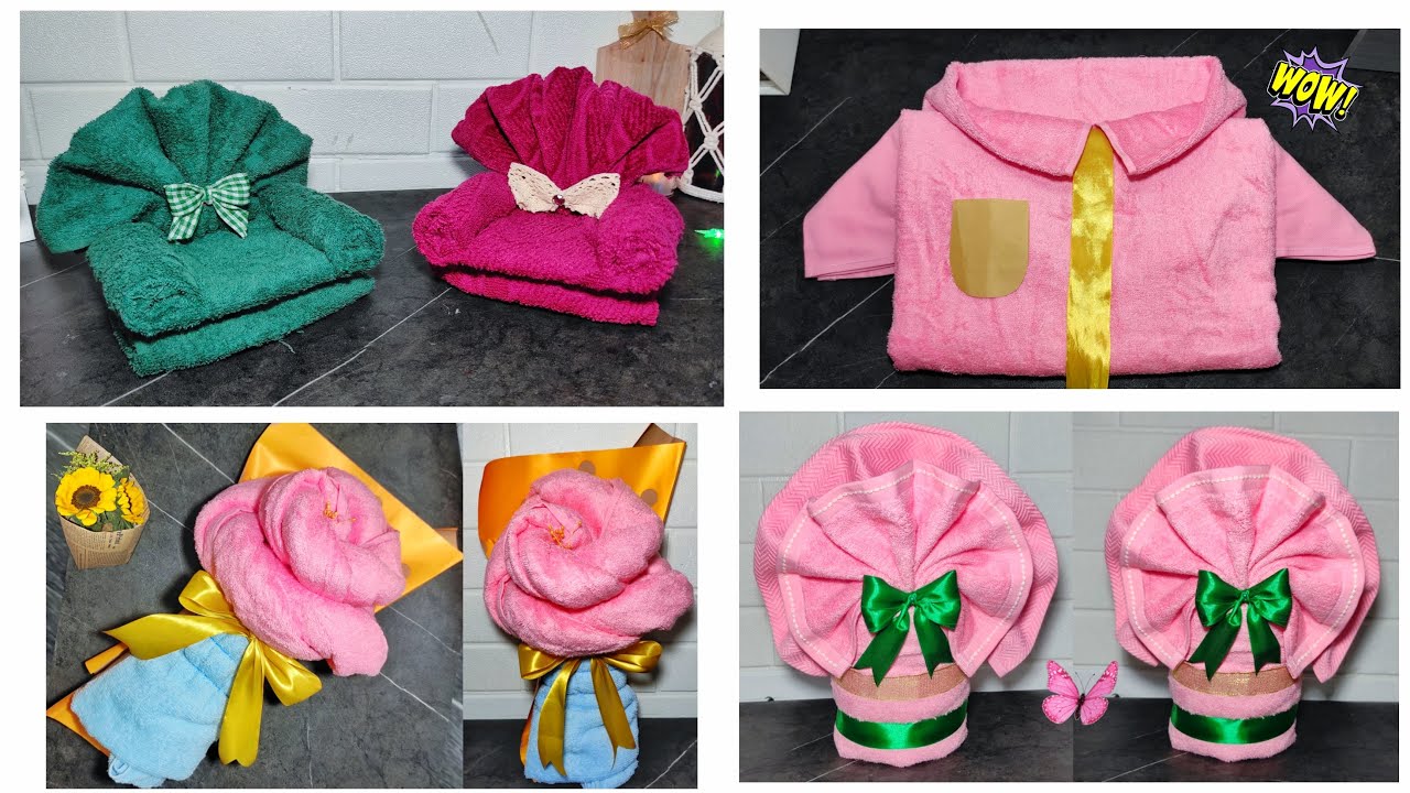 4 DIY Folding Towel Art Easy  -  Towel Art