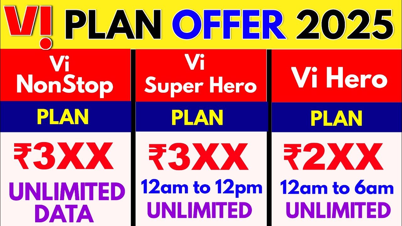 Vi Unlimited Data Plan | Vi Sim Card Offer | Vi Nonstop Plan | Vi SuperHero Plan | Vi Hero Plan 2025