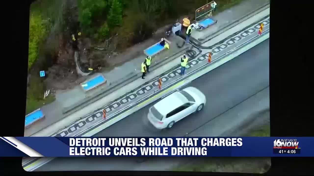 Detroit unveils road that charges electric vehicles as they drive