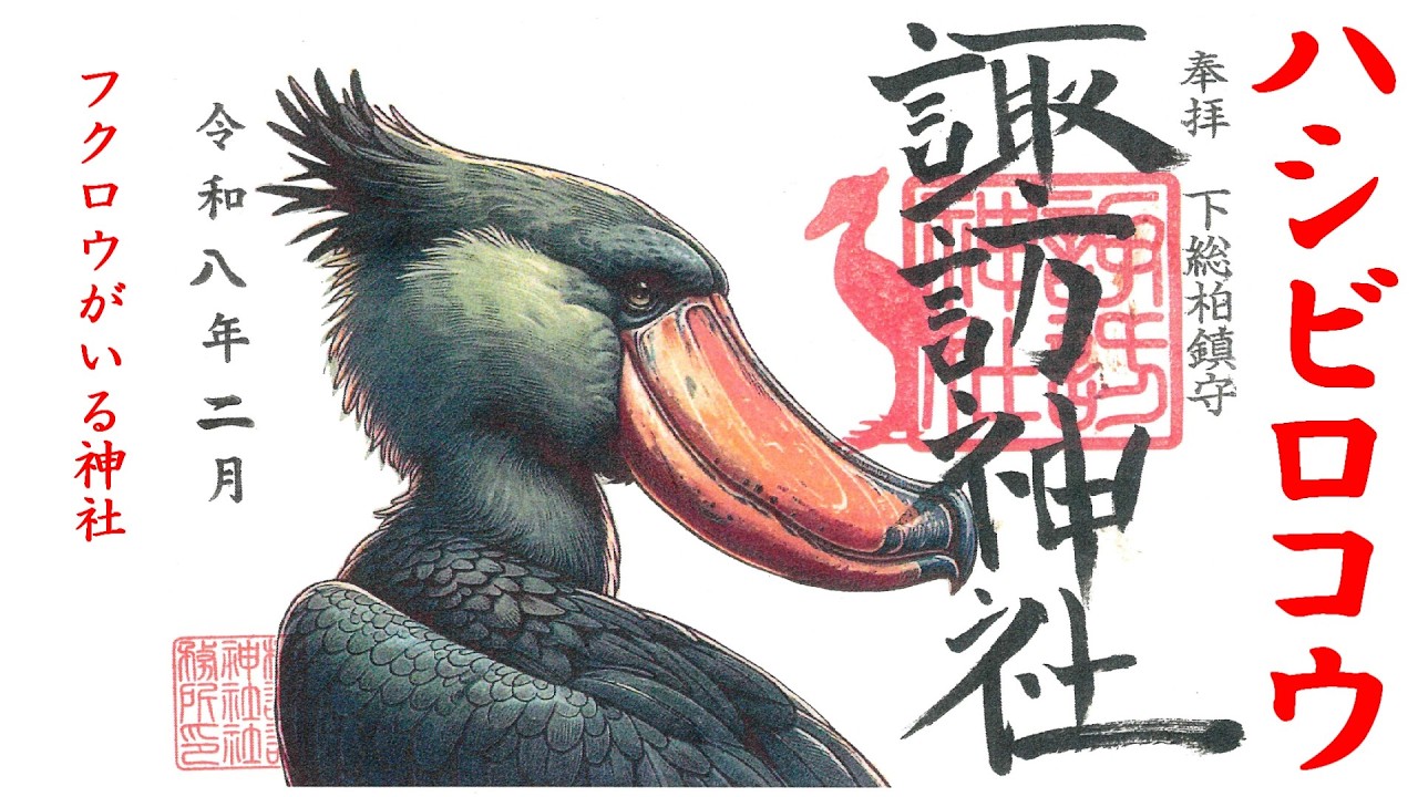 【御朱印/御朱印帳】柏諏訪神社～掛川花鳥園のハシビロコウふたばちゃんは面白いよね【#御朱印  #ハシビロコウ　#フクロウ 】