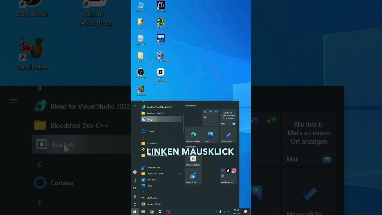 Windows 10: Apps auf den Desktop ziehen