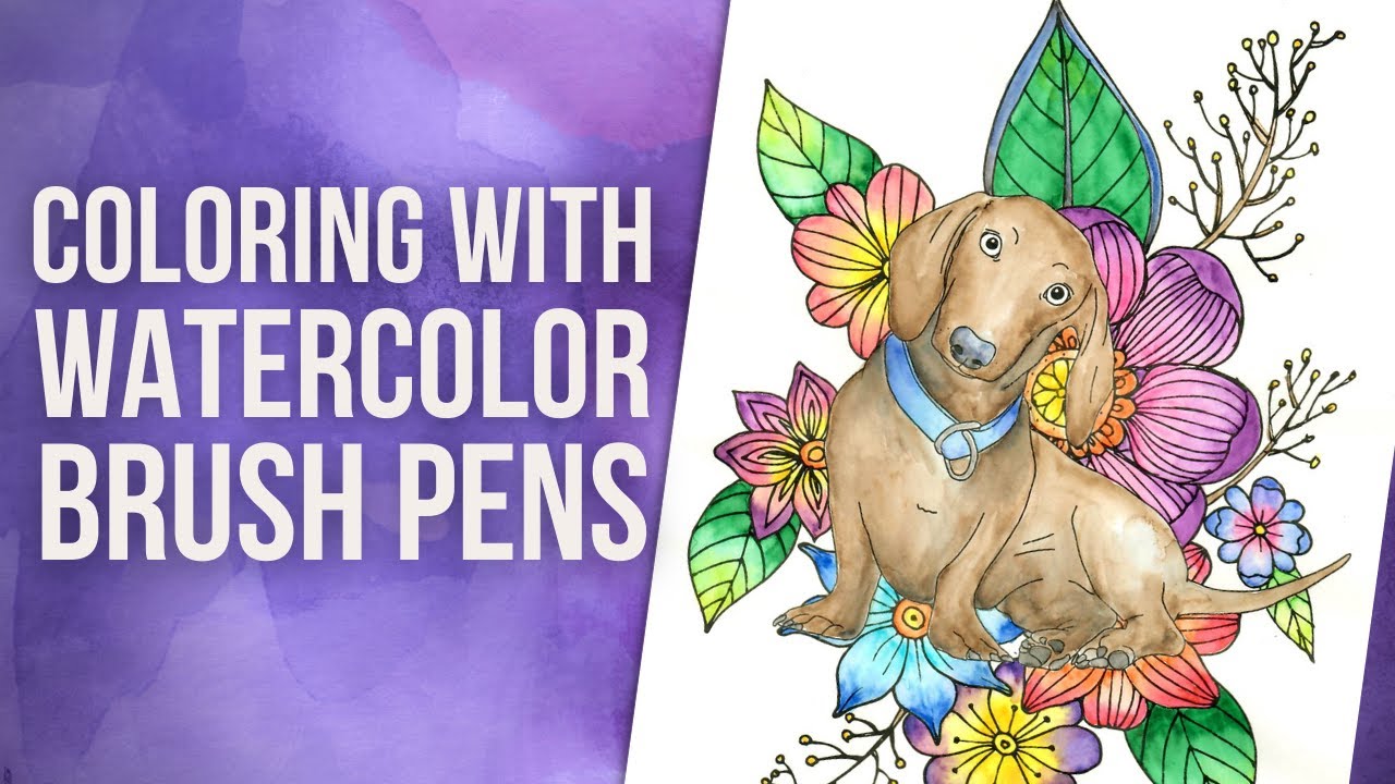 Coloring with Watercolor Brush Pens - Adult Coloring Books - Coloring Pages with Watercolors