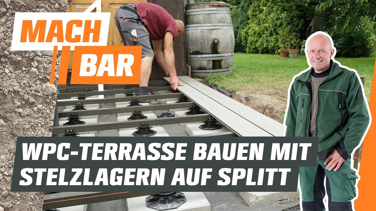 WPC-Terrasse bauen im Splittbett auf Stelzlagern | OBI