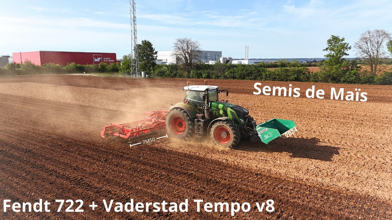🌱933 à la préparation de terre ! | Vaderstad tempo v8 + Fendt 722 | Semis Maïs 2024 🌱