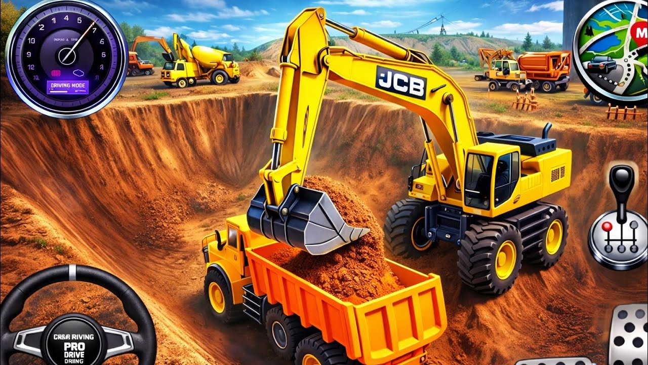New City Road Construction JCB Simulator 3D - Real Excavator And Truck Game 
