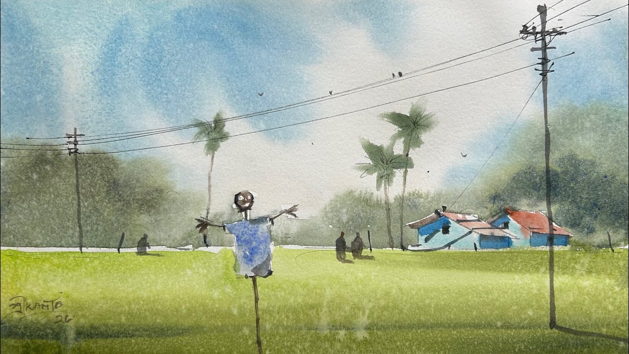 Best way to do village scape in watercolour 