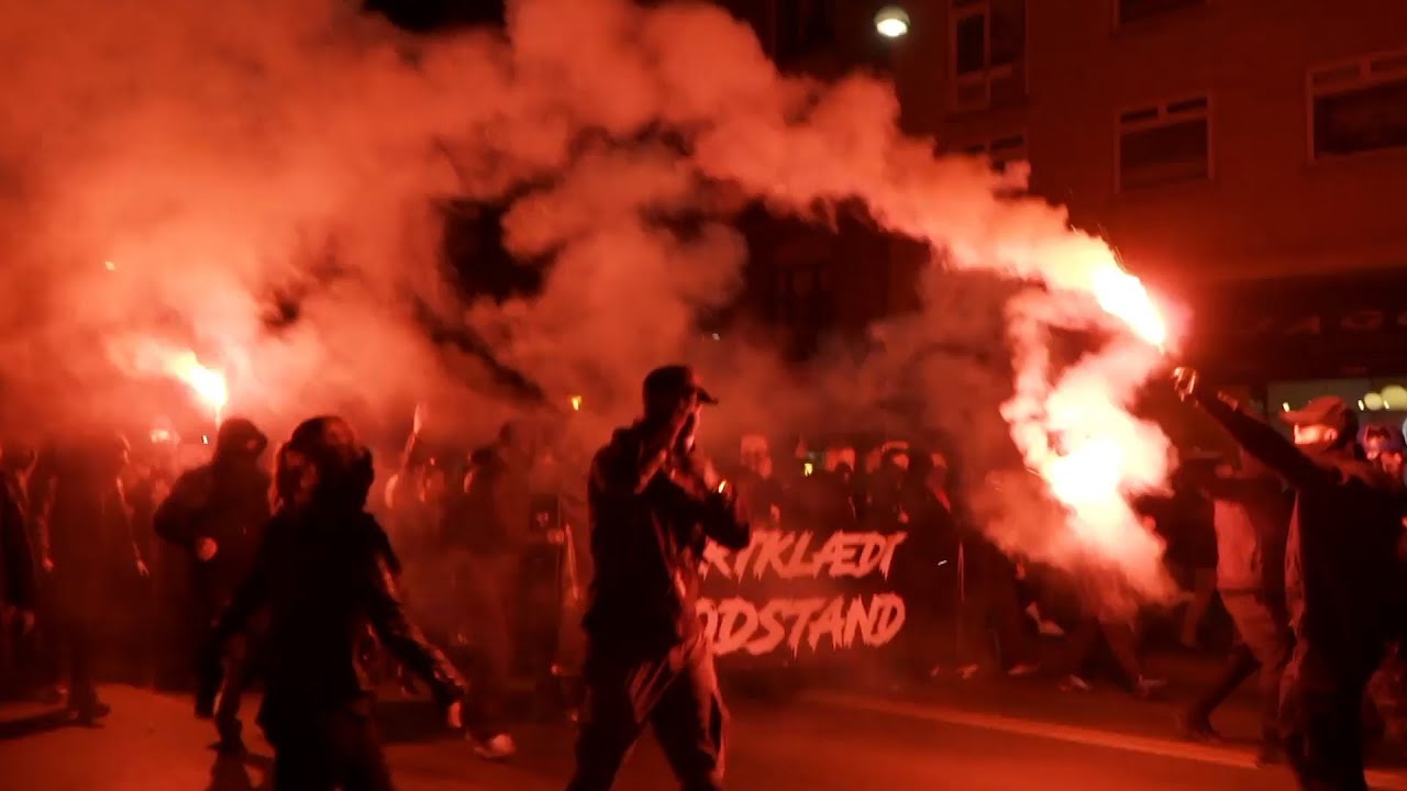 Anti-Lockdown demonstrators march through Copenhagen