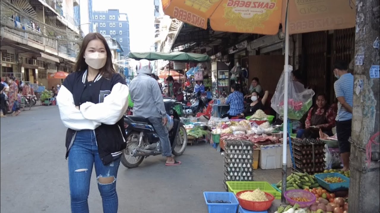 Serey pheap market street view | Walk around | Market scene