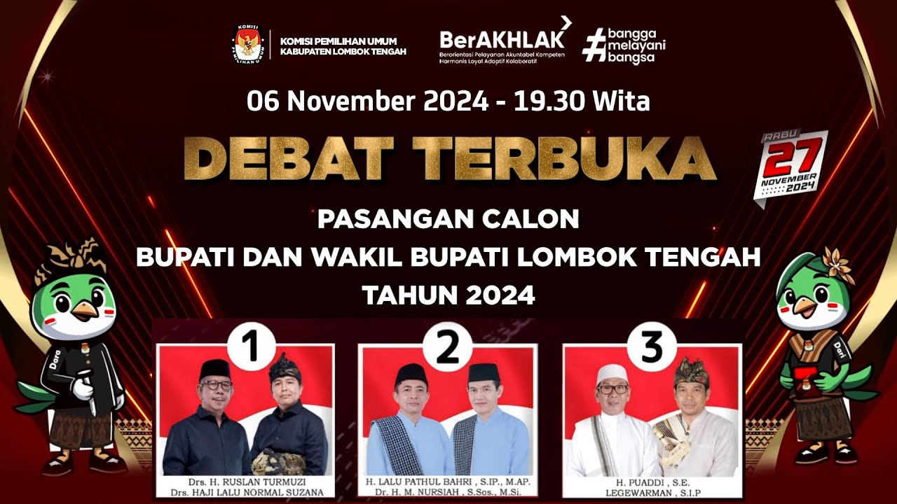 DEBAT TERBUKA Pasangan Calon Bupati & Wakil Bupati Lombok Tengah Tahun 2024