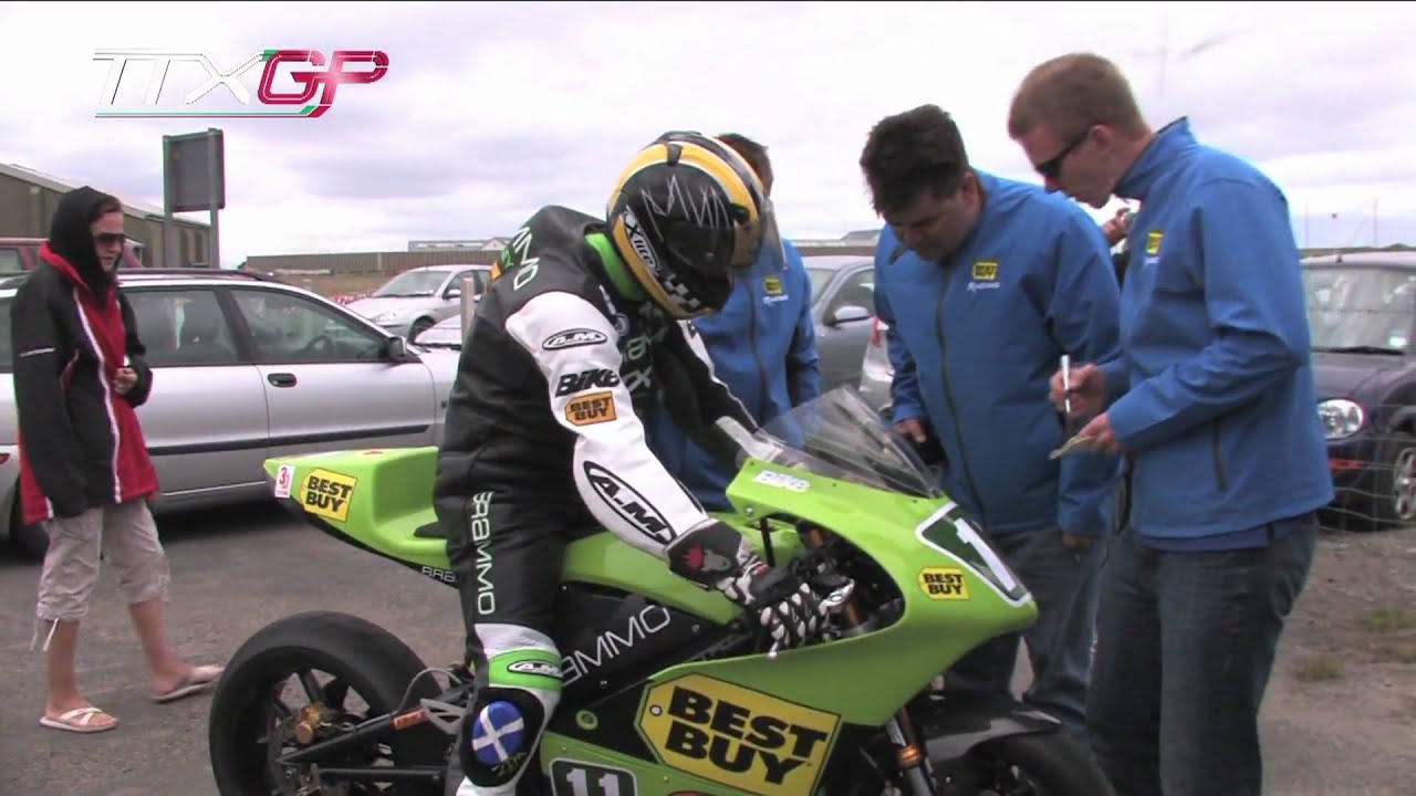 TTXGP - Brammo Mark Buckley Roy Richardson Ride Electric Motorcycle at Jurby