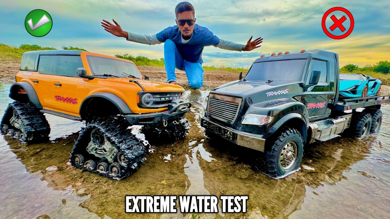 RC Traxxas Truck Vs RC Defender Offroad Track Testing - Chatpat toy TV