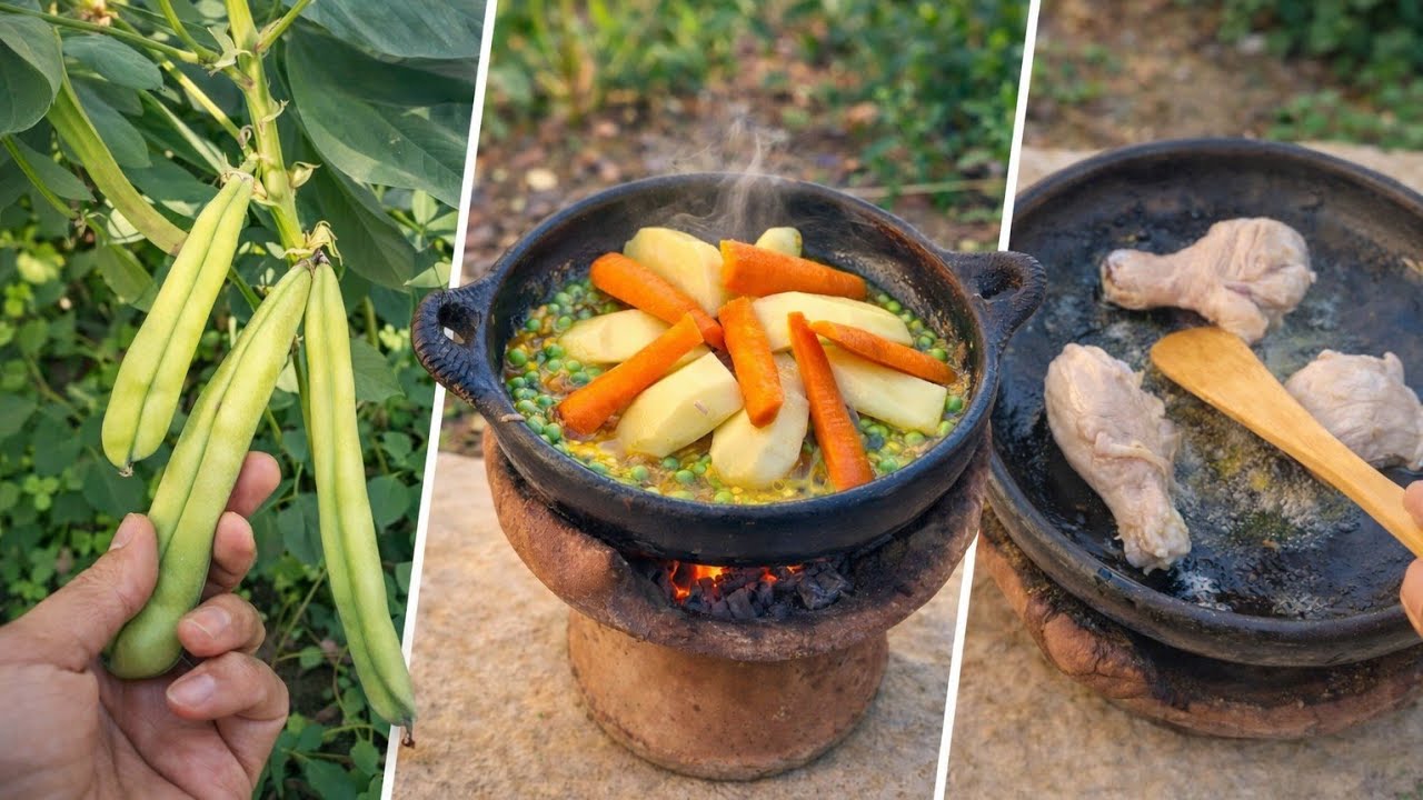 ليوم نشارك معكوم لفطور طجين بدجاج ولخضر أجواء لبادية رائعة. 🥘😋