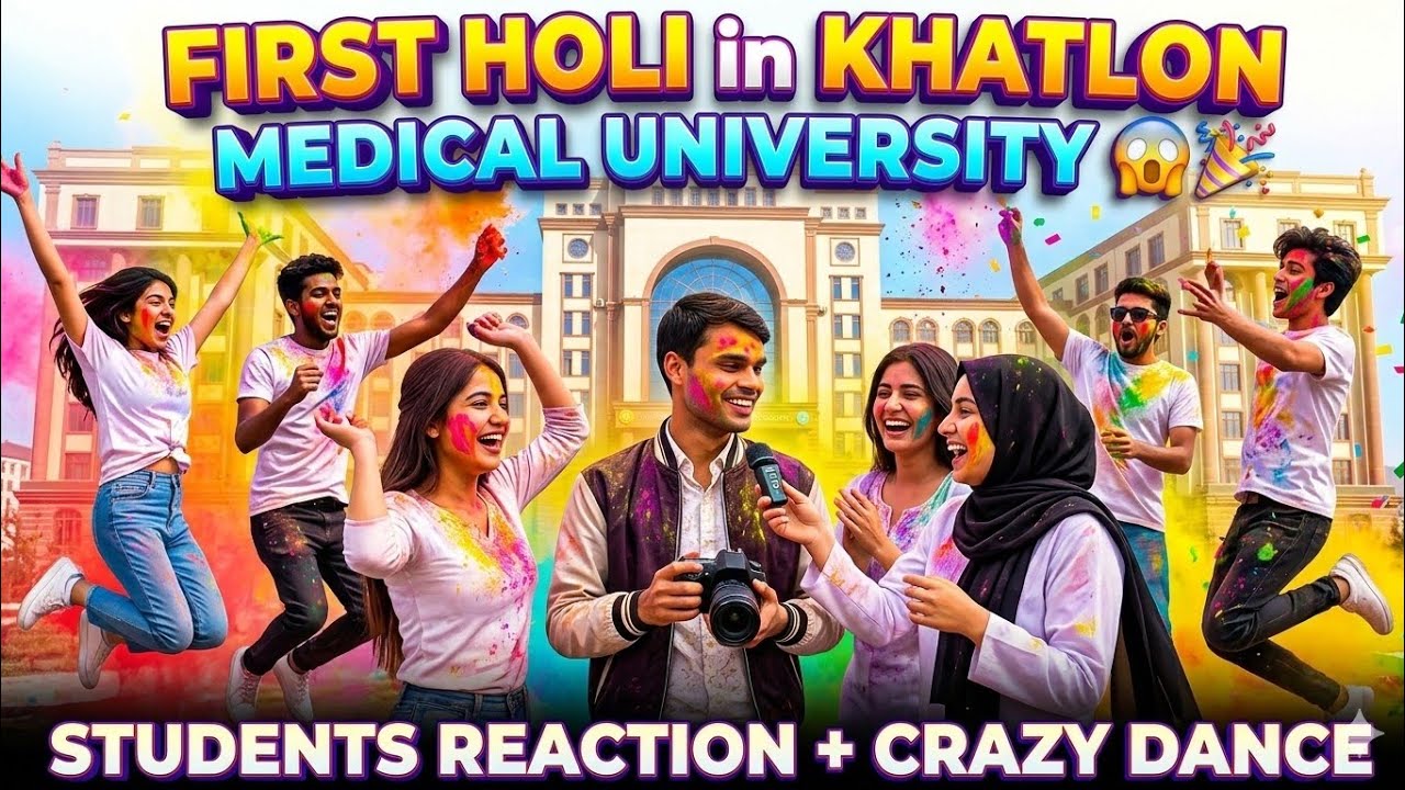 Foreign Students React to HOLI 😱 | First Holi in Khatlon State Medical University | Crazy Dance 🇹🇯
