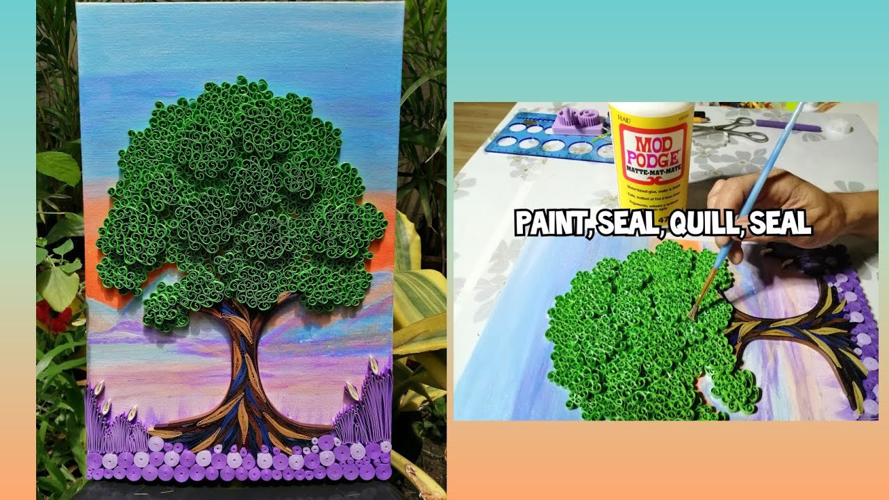 How to sealed Quilling Art | Quilling Tree Tutorial | Paint, Seal, Quill & Seal |