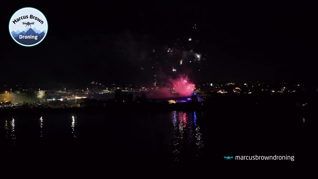 Breathtaking Aerial View of Exmouth RNLI Fireworks | 2025 Highlights in 4K