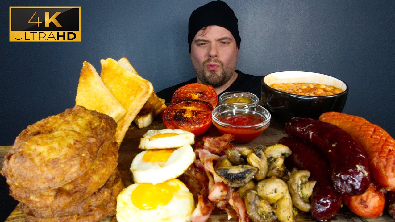 Stomach sounds while eating ASMR  FULL ENGLISH BREAKFAST MUKBANG | DAVE KAY ASMR