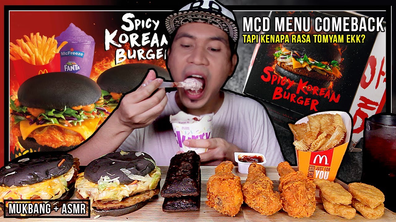 MCD KOREAN SPICY BURGER AKU CKP BAHASA KOREA TAU! BLACK FOREST PIE | ASMR MUKBANG