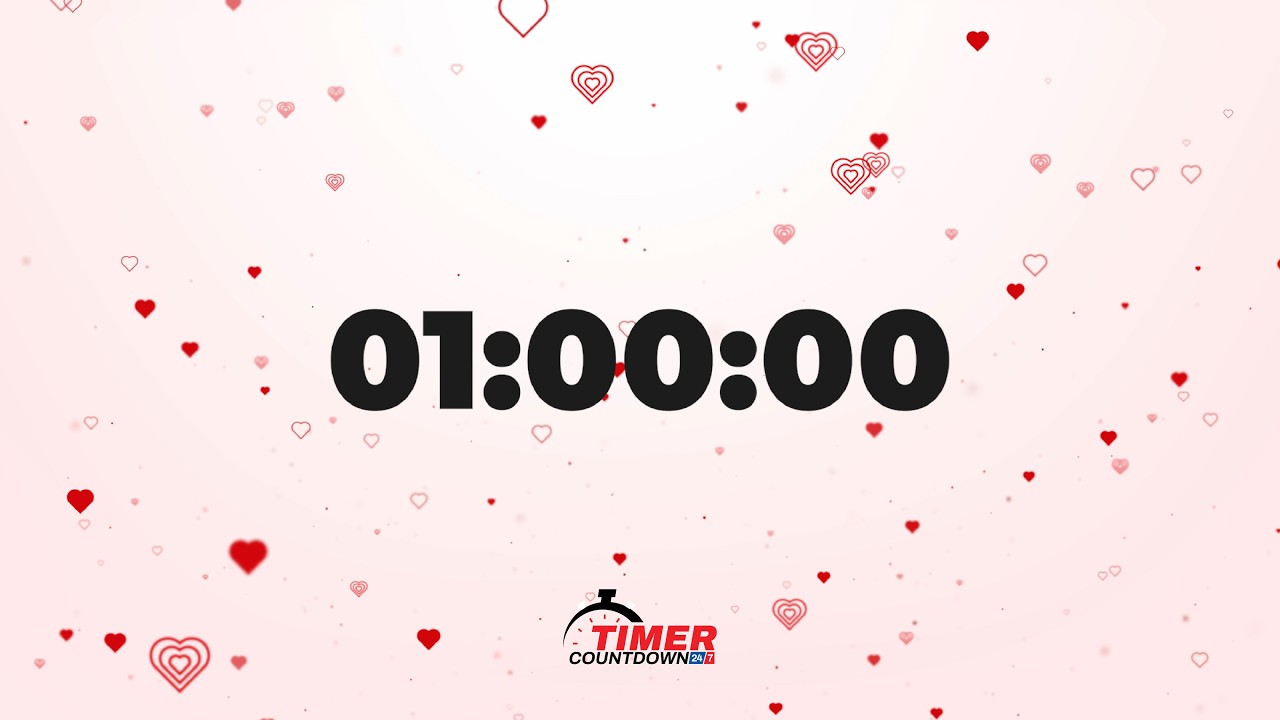 1 Hour Valentine  Timer 💘 | Romantic Heart Countdown with Music