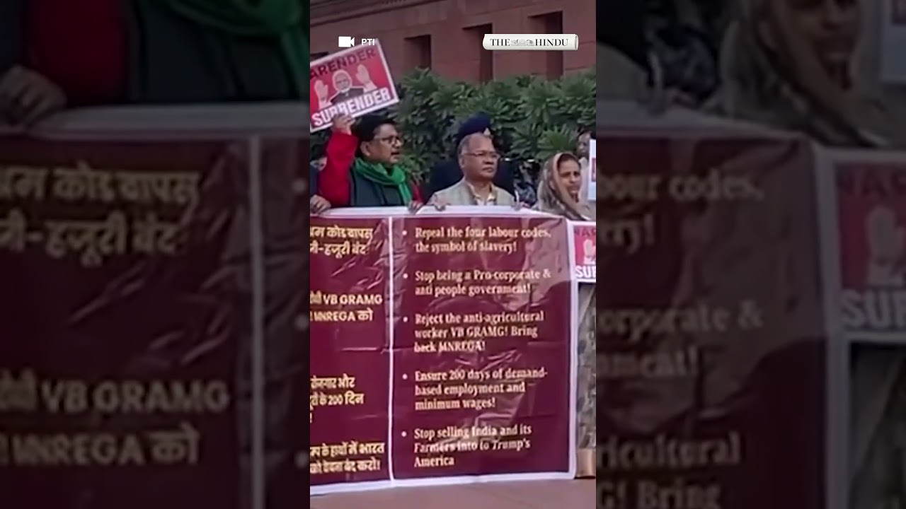India-U.S. trade deal: Opposition MPs stage protest outside Parliament