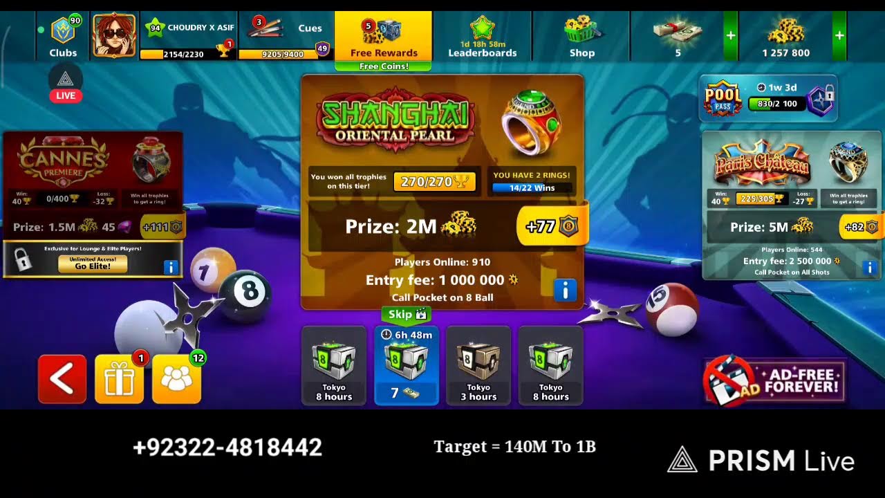 8 Ball Pool Target 1B Let's Start Where i Stop......